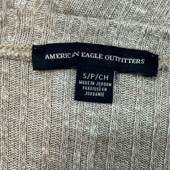 American Eagle Ribbed Oversized Tan Boxy Pocket T-Shirt Size Small - Picture 9 of 13